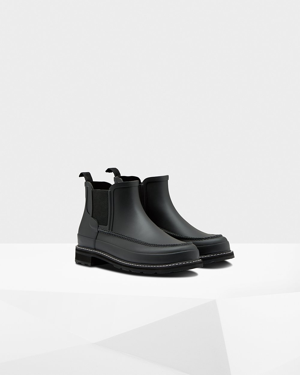 Men Hunter Refined Moc Toe | Chelsea Boots Black | NZ-57029-GYNS